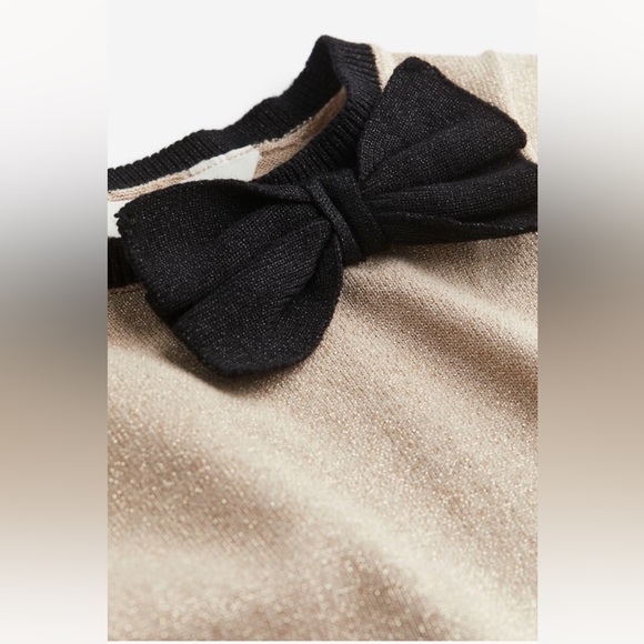 Glittery Gold Dress with Black Bow - Picture 3 of 6